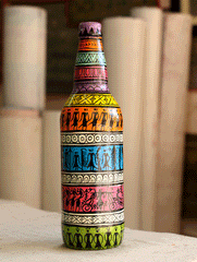 Pattachitra Art  Curio - Glass Bottle - The India Craft House 