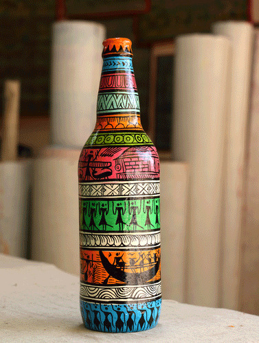 Pattachitra Art  Curio - Glass Bottle - The India Craft House 