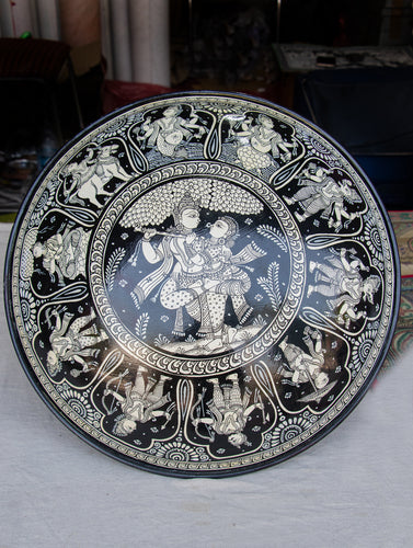Pattachitra Art Wall Plaque - Radha Krishna - The India Craft House 