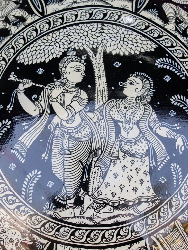Pattachitra Art Wall Plaque - Radha Krishna - The India Craft House 