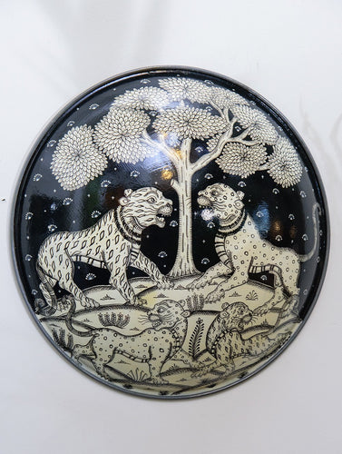Pattachitra Art Wall Plaque - The Tigers