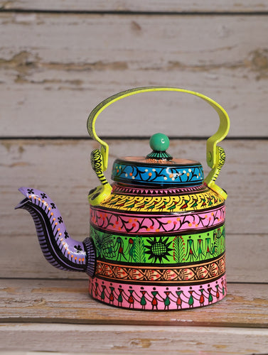 Pattachitra Art - Tin Teapot, Small