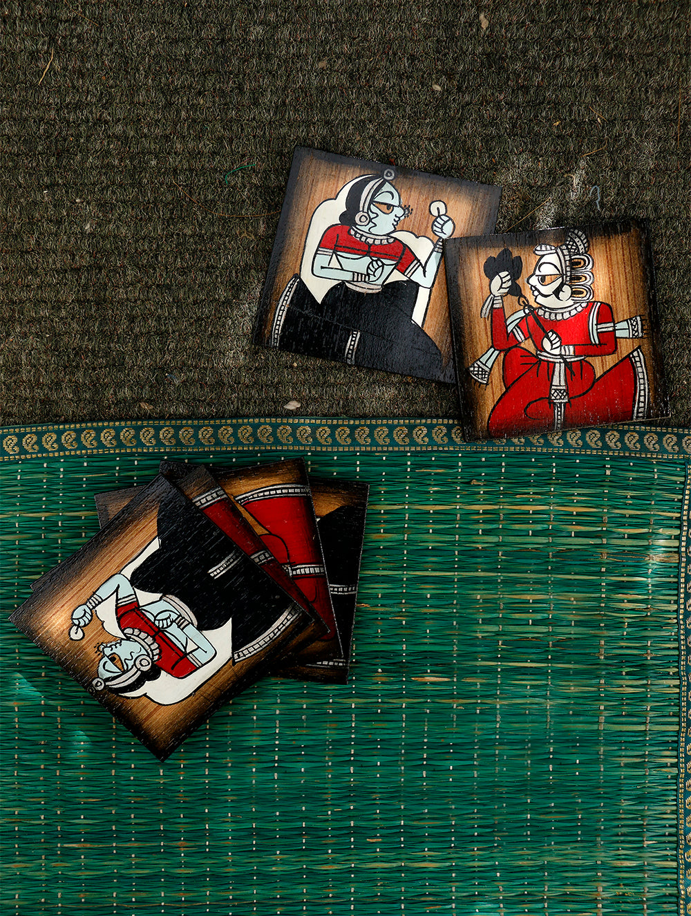 Phad Art - Coasters Square (Set of 6). - The India Craft House 