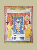 Pichwai Painting ❃ Priests worship Shrinathji (Unframed)