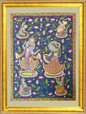 Pichwai Painting ❃ The dance of Krishna & Radha (Framed)