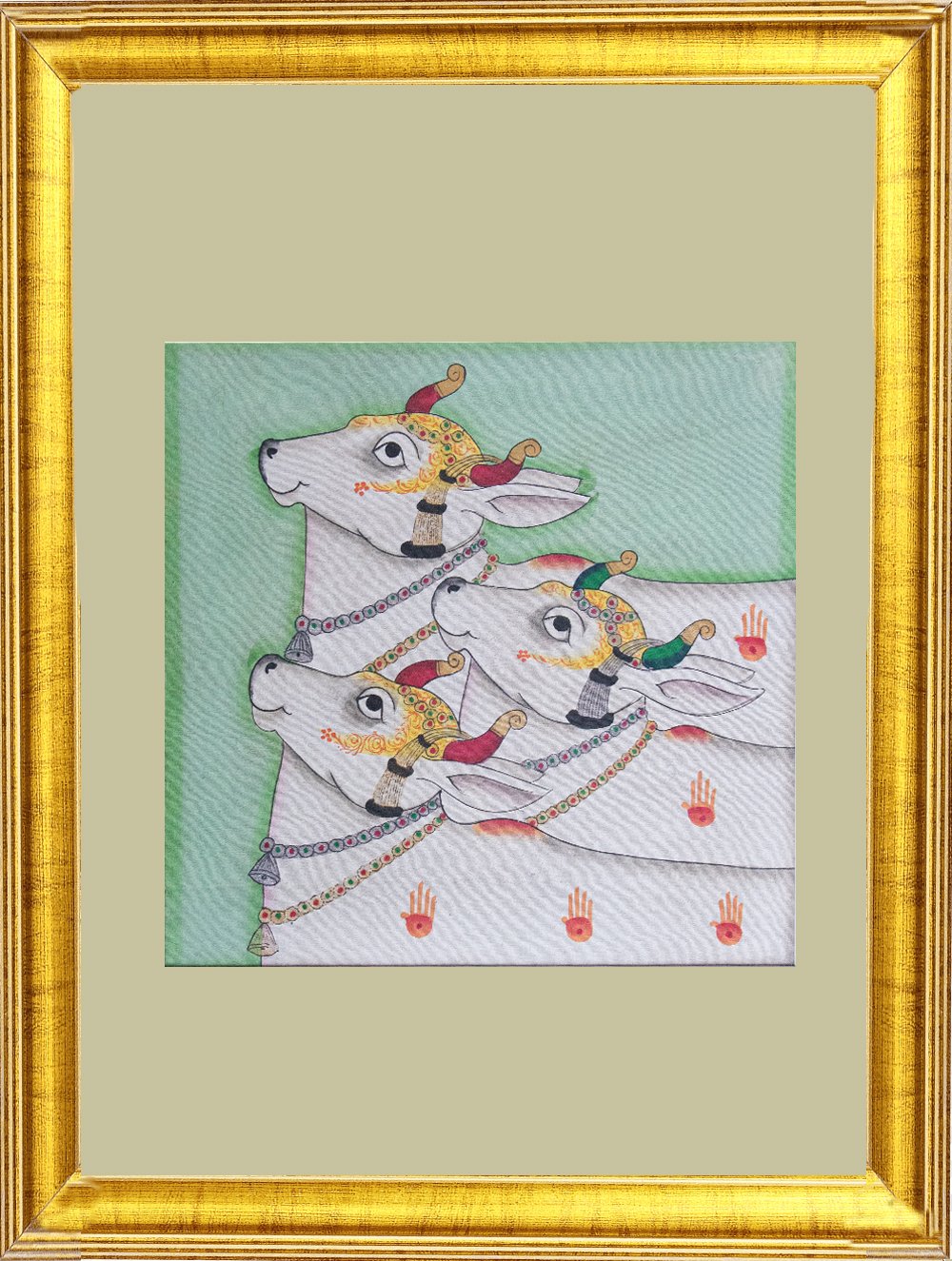 Load image into Gallery viewer, Pichwai Painting ❃ Three Cows