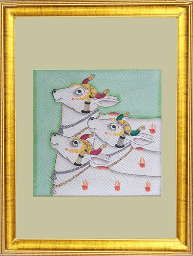 Pichwai Painting ❃ Three Cows