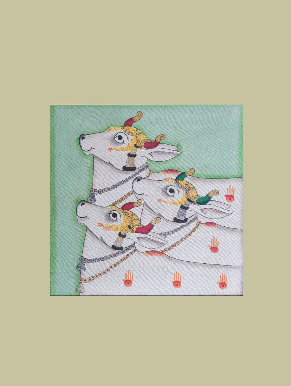 Pichwai Painting ❃ Three Cows