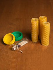 Pure Bees Wax Candles with Stand (Set of 3)
