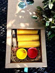 Pure Bees Wax Candles with Stand (Set of 3)