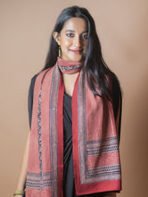 Load image into Gallery viewer, Pure Silk Bagh Printed Stole - Red Stripes