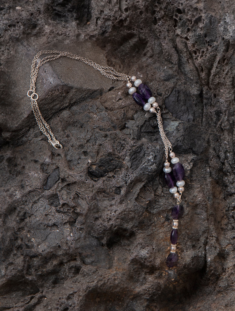 Pure Silver Earrings With Semi Precious Stones - Amethyst Soiree
