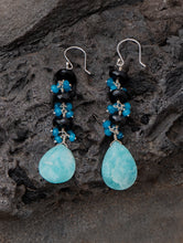 Load image into Gallery viewer, Pure Silver Earrings With Semi Precious Stones - Aqua Green Harmony