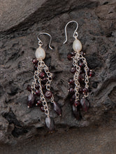 Load image into Gallery viewer, Pure Silver Earrings With Semi Precious Stones - Crimson Gaze Danglers