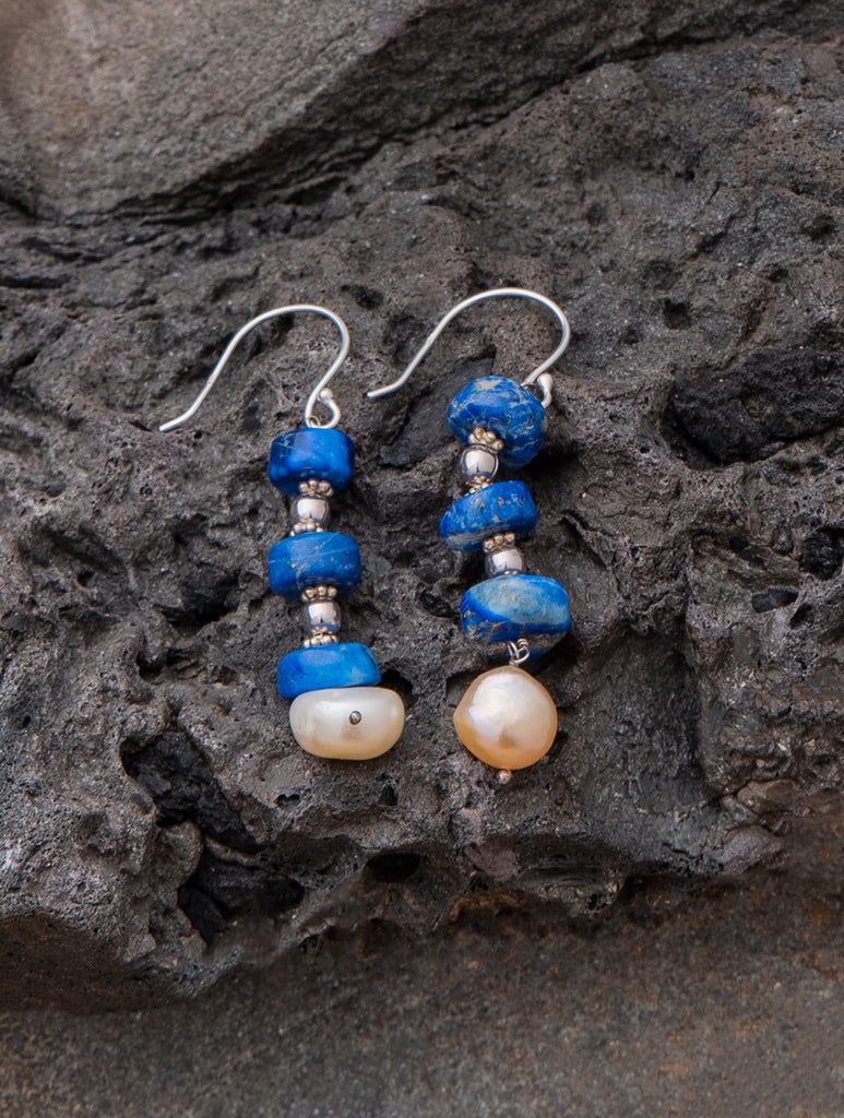Pure Silver Earrings With Semi Precious Stones - Enchanting Duo