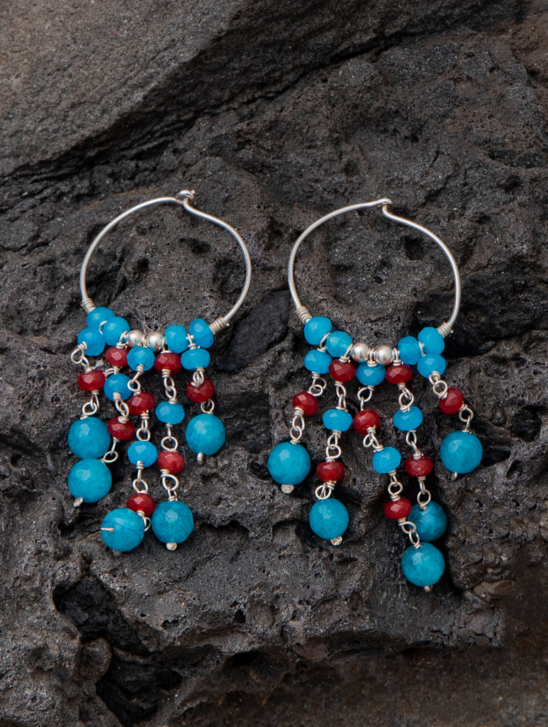 Pure Silver Earrings With Semi Precious Stones - Glittering Chandeliers