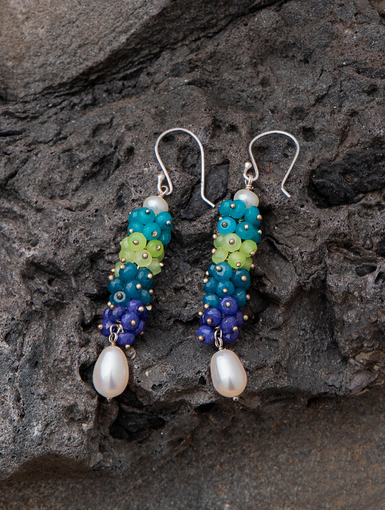 Pure Silver Earrings With Semi Precious Stones - Harmony of Colours