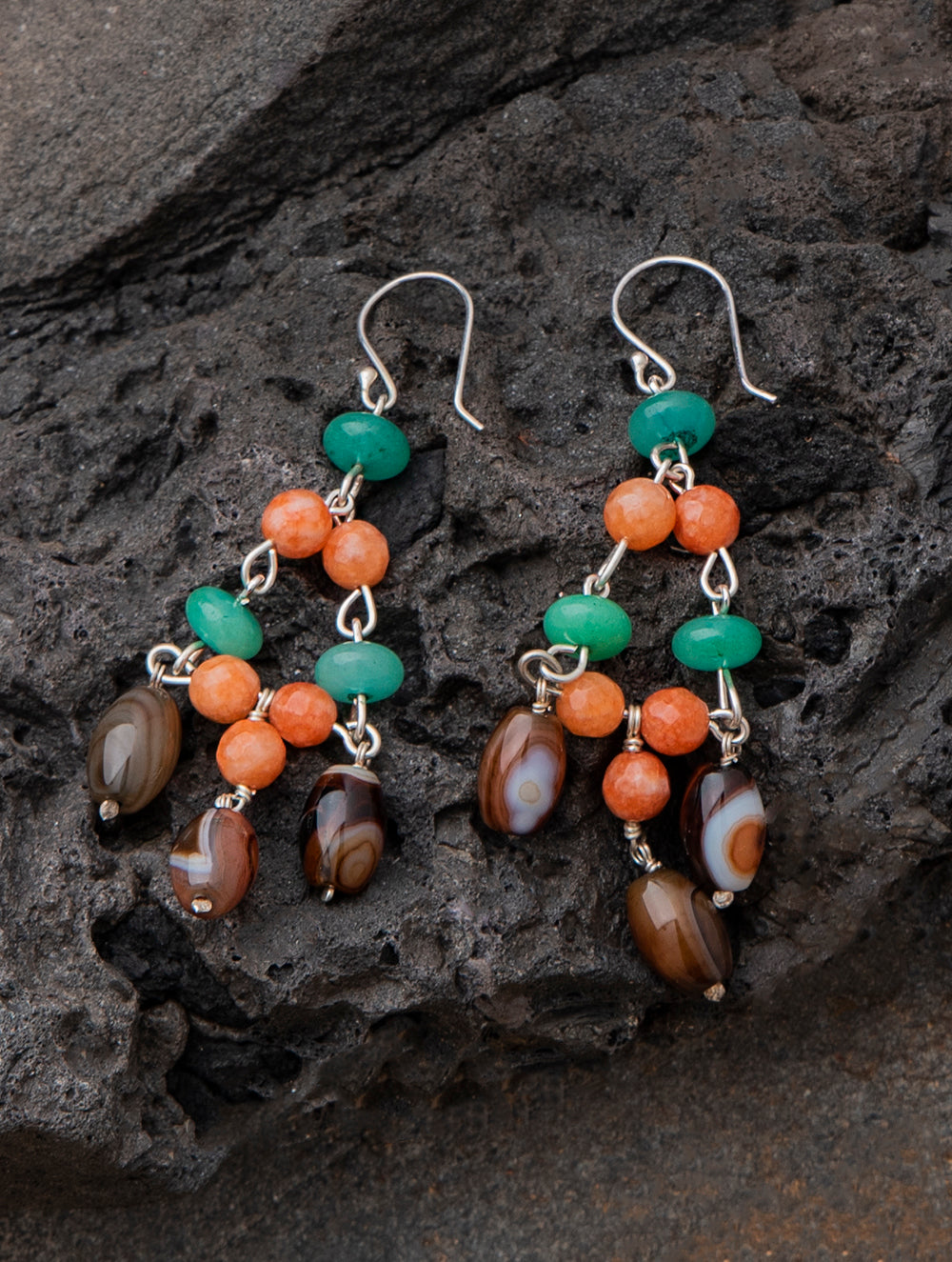 Load image into Gallery viewer, Pure Silver Earrings With Semi Precious Stones - Lady Luck