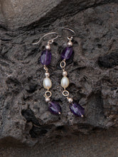 Load image into Gallery viewer, Pure Silver Earrings With Semi Precious Stones - Lavender Pearls