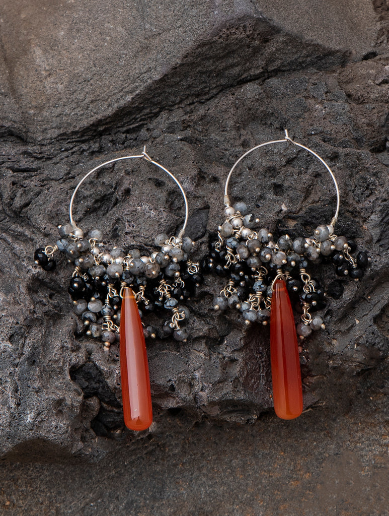 Pure Silver Earrings With Semi Precious Stones - Mozambique Delight