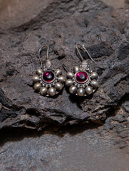 Pure Silver Traditional Maharashtrian Earrings - Flowers