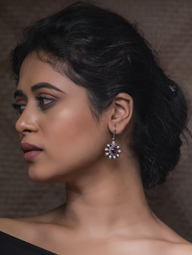 Pure Silver Traditional Maharashtrian Earrings - Flowers