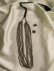 Pure Silver Traditional Maharashtrian Long  Neckpiece - Zondhale Poth (6 Strings)