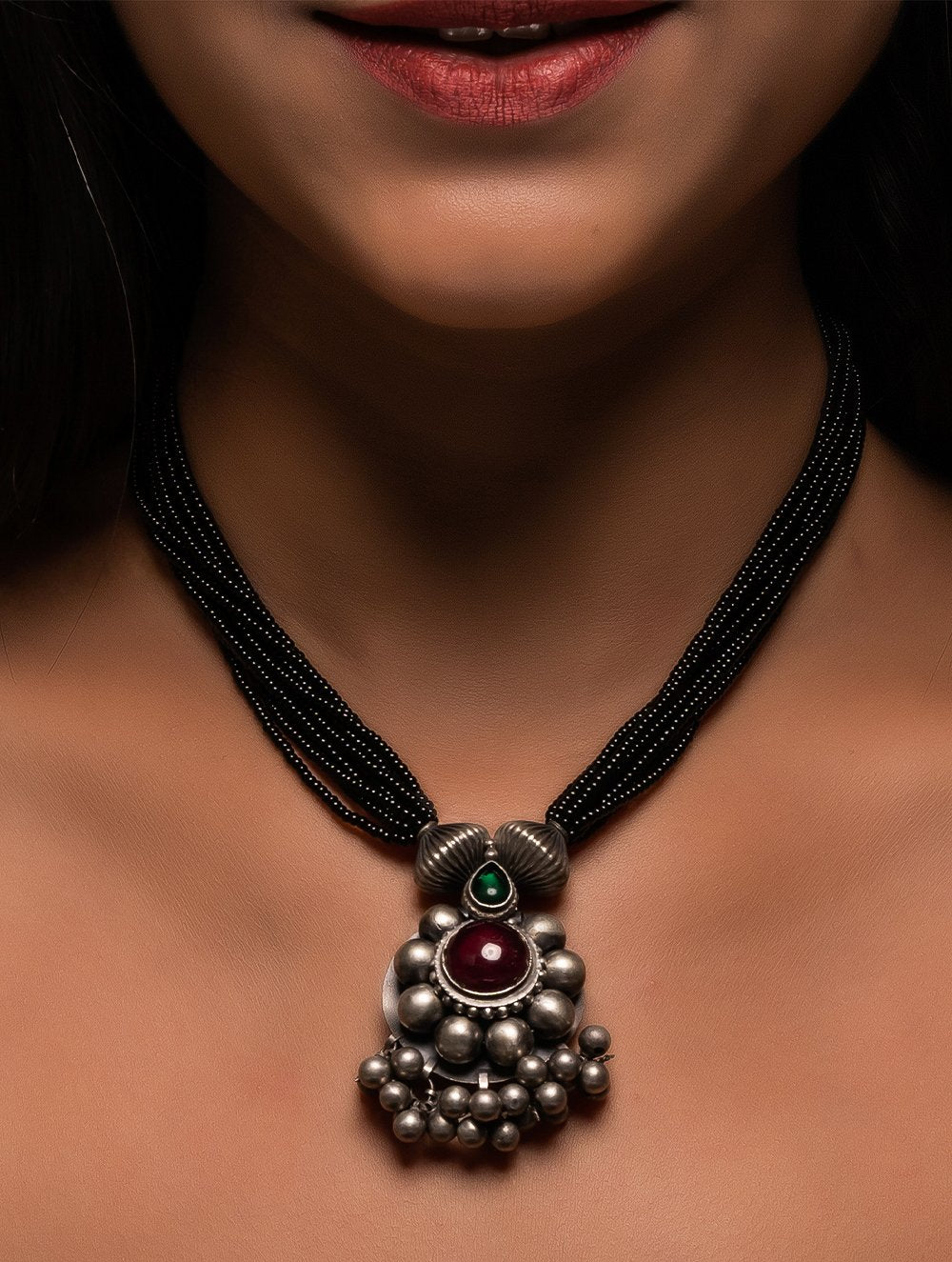 Pure Silver Traditional Maharashtrian Neckpiece - Saaz