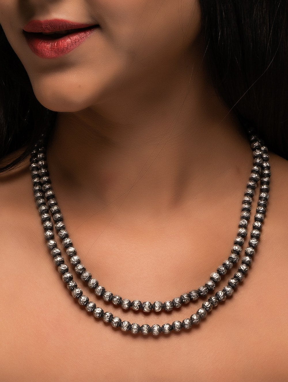 Load image into Gallery viewer, Pure Silver Traditional Maharashtrian Mohanmal Neckpiece (Double String)