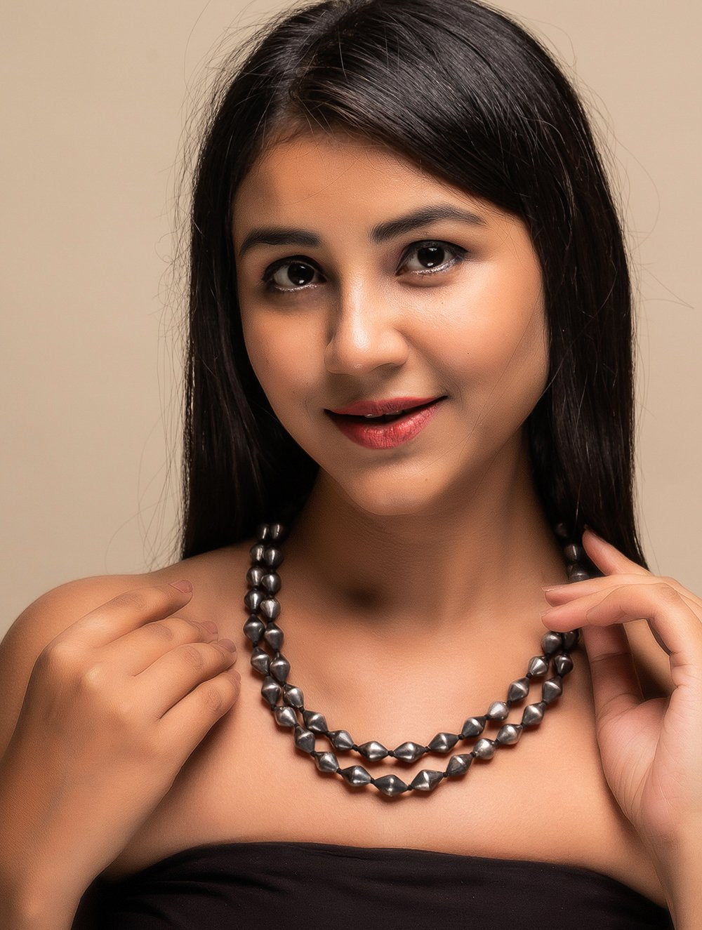 Pure Silver Traditional Maharashtrian Neckpiece - Bormal (Double String)