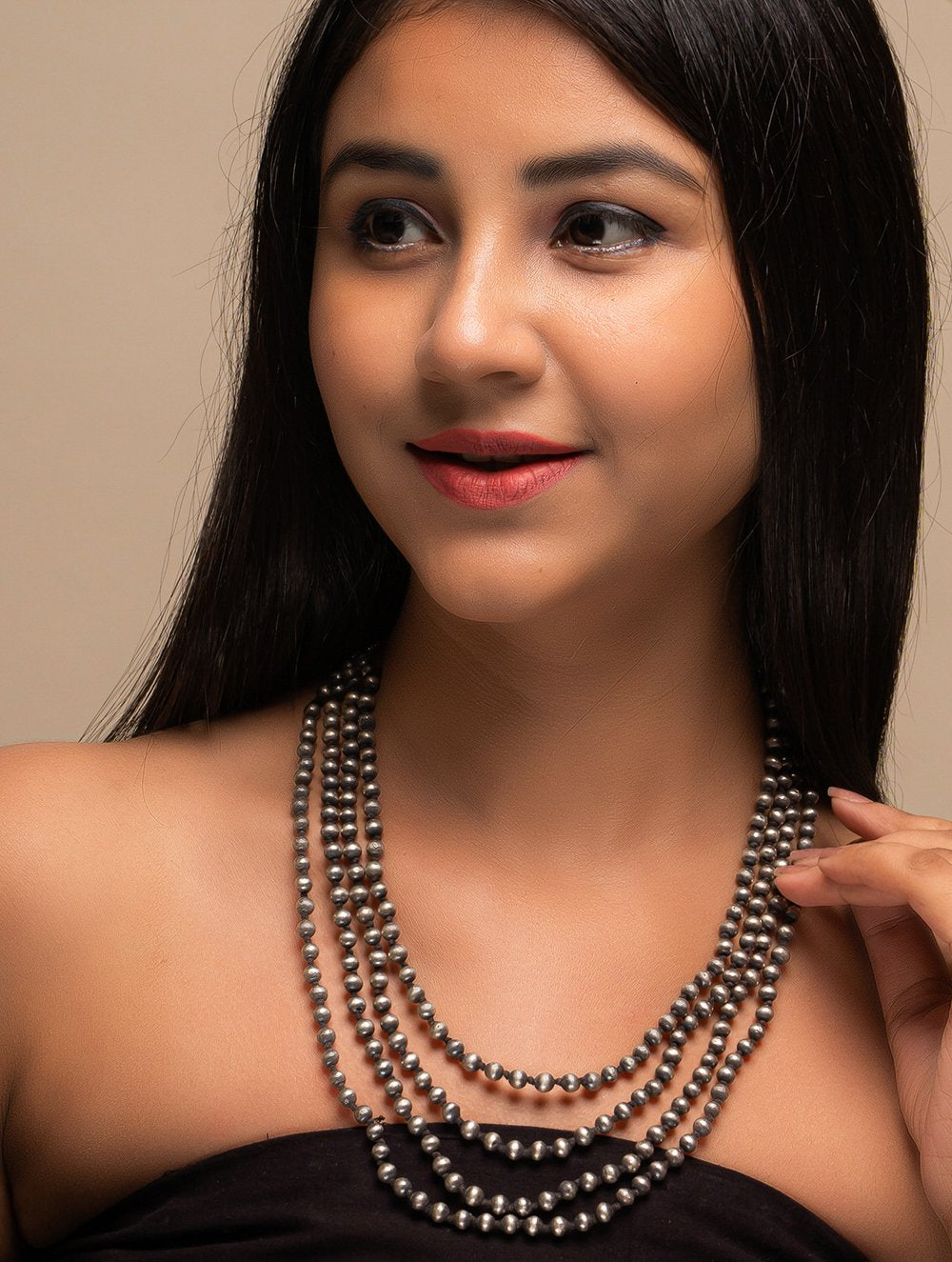 Pure Silver Traditional Maharashtrian Neckpiece - Golmani Mala (4-String)