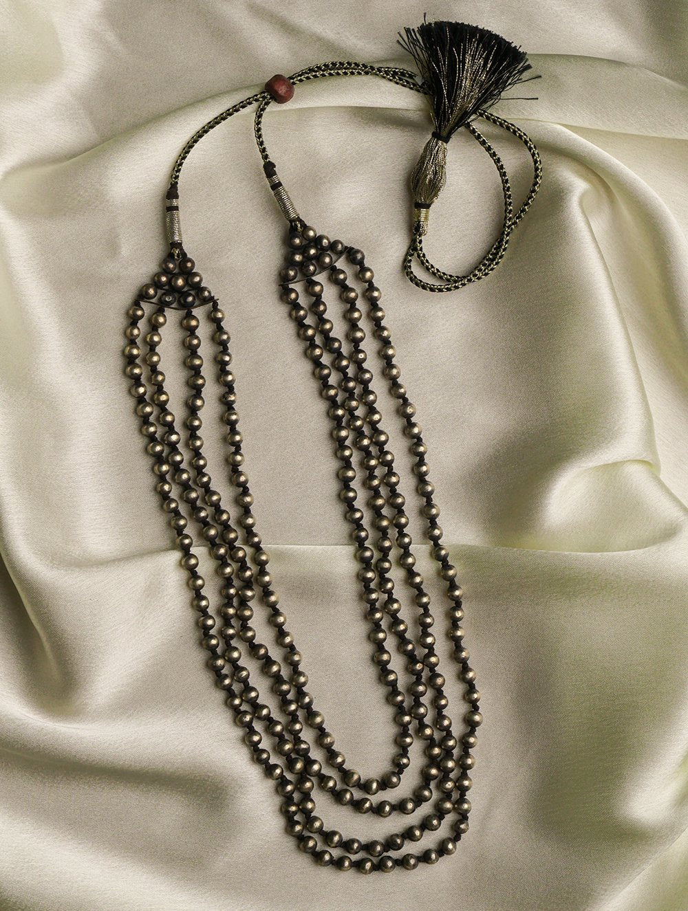 Pure Silver Traditional Maharashtrian Neckpiece - Golmani Mala (4-String)