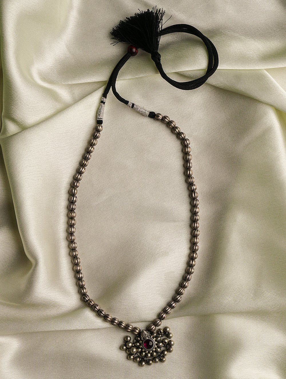 Pure Silver Traditional Maharashtrian Neckpiece - Jav Mani Mala