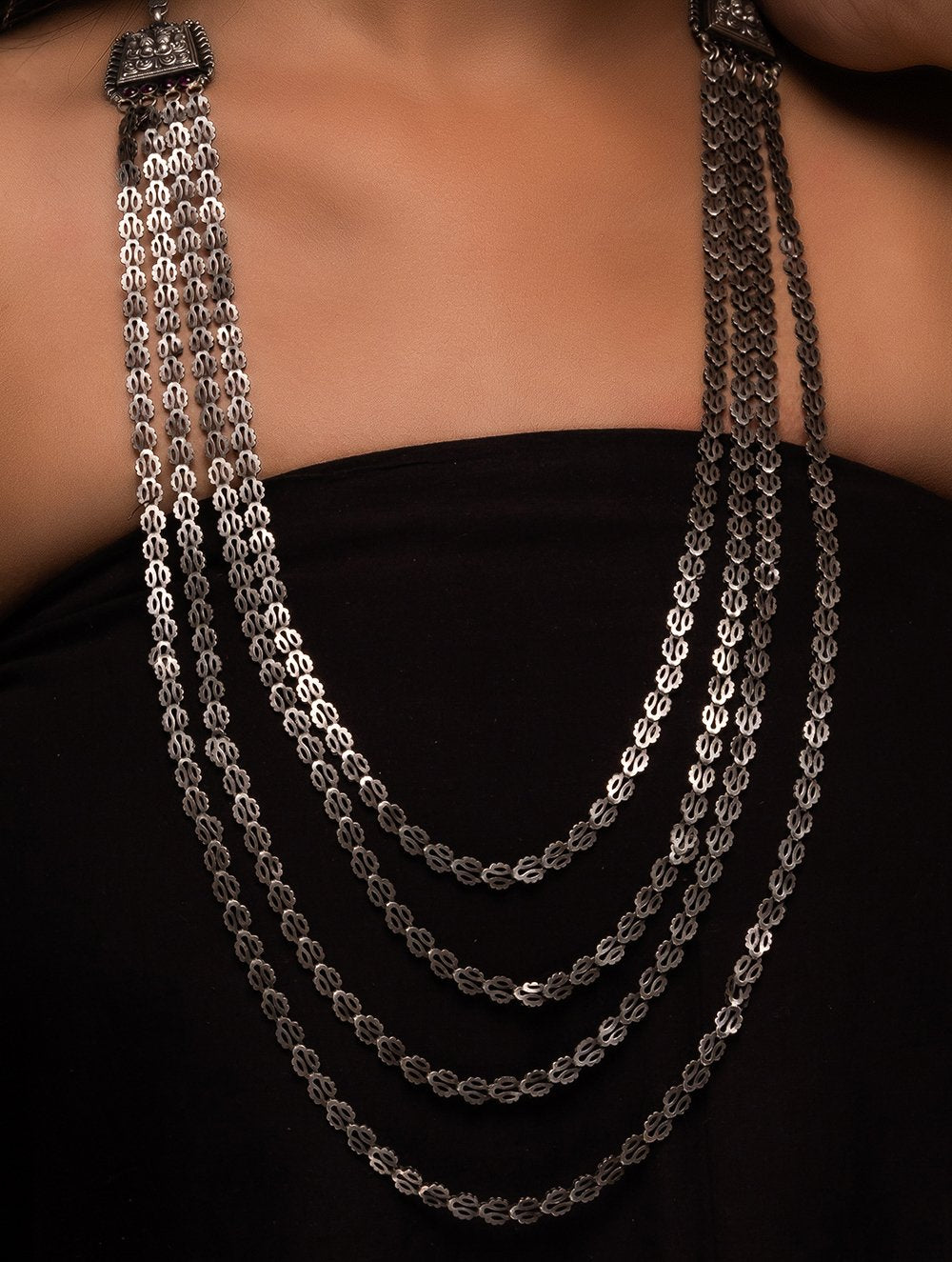 Load image into Gallery viewer, Pure Silver Traditional Maharashtrian Neckpiece - Pohe Haar (4-String)