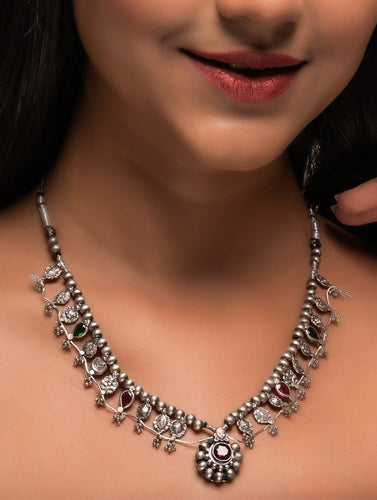 Pure Silver Traditional Maharashtrian Neckpiece - Saaz