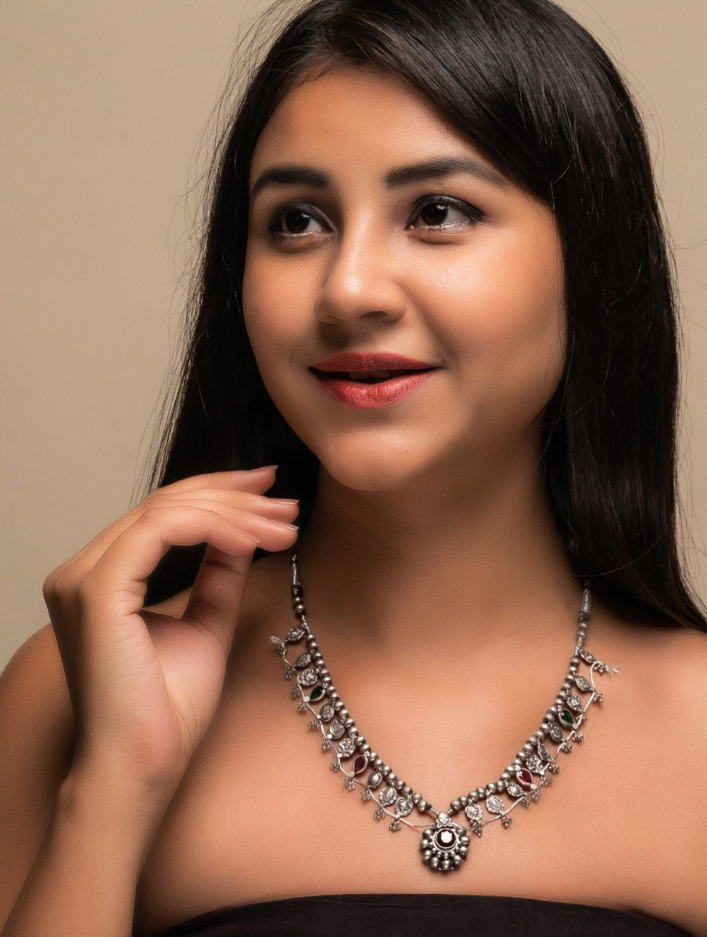 Pure Silver Traditional Maharashtrian Neckpiece - Saaz