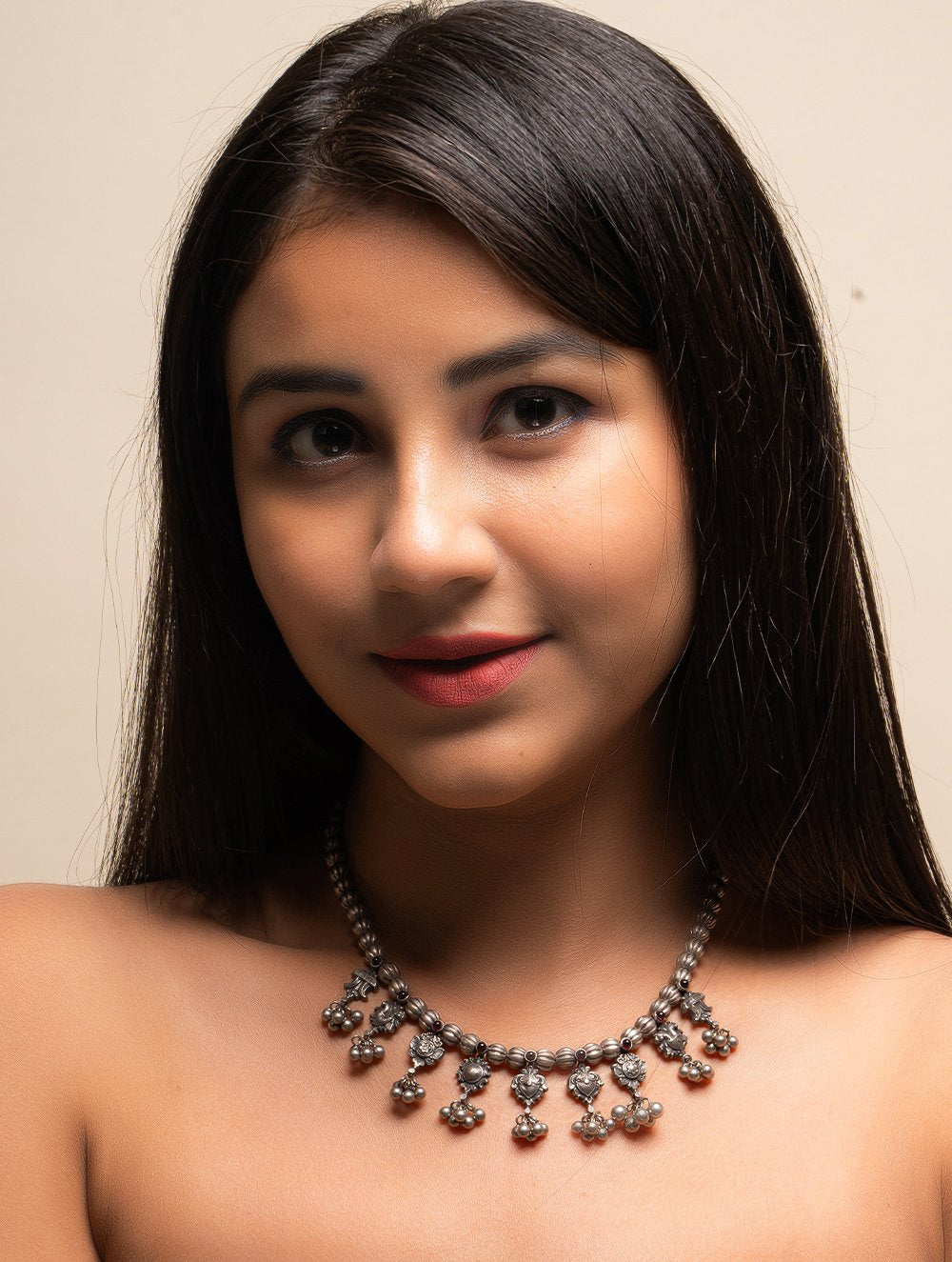 Pure Silver Traditional Maharashtrian Neckpiece - Saaz