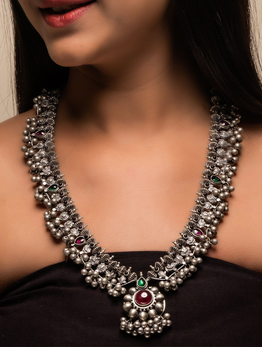 Pure Silver Traditional Maharashtrian Neckpiece - Saaz