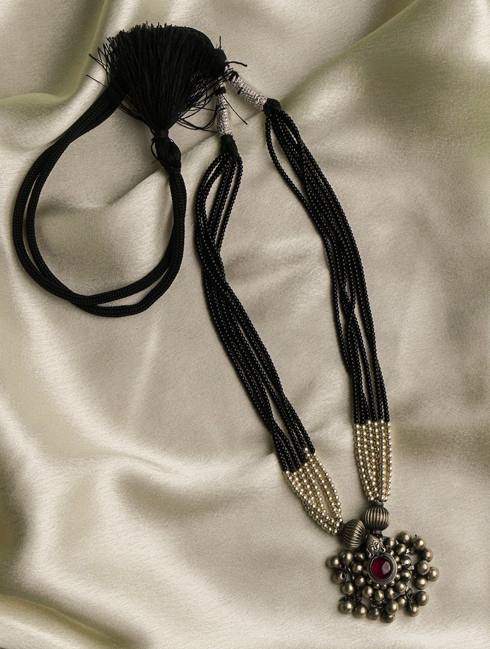 Pure Silver Traditional Maharashtrian Neckpiece With Saaz Pendant