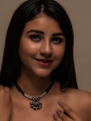 Pure Silver Traditional Maharashtrian Neckpiece With Saaz Pendant