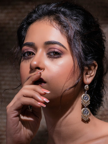 Pure Silver Earrings - Dual Toned Fish & Flower Tier Danglers