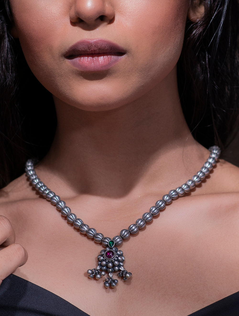 Pure Silver Traditional Maharashtrian Neckpiece - Javmani Mal