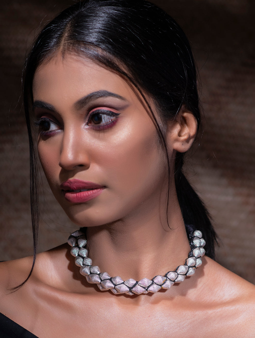 Pure Silver Traditional Maharashtrian Neckpiece - Lambat Mani Thushi