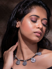 Pure Silver Traditional Maharashtrian Neckpiece - Laxmi Putli Har