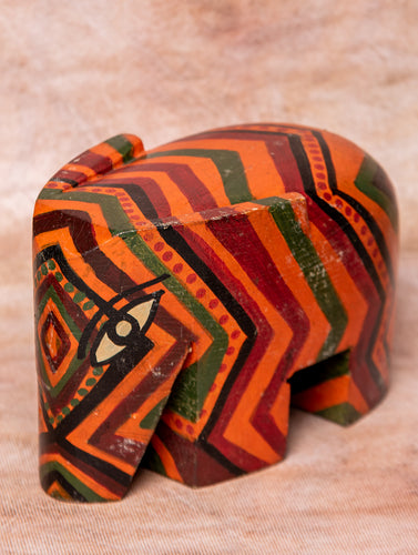 Rajasthani Art Curio - Solid Wooden Painted Elephant