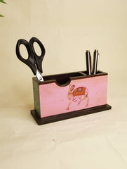 Rajasthani Miniature Art Stationery Holder - Pink Camel