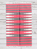 Red, Grey & White Handwoven Warangal Dhurrie (Cotton) - 3 ft x 2 ft