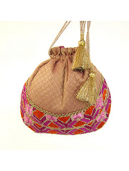 Rose Gold and Mauve Phulkari Potli