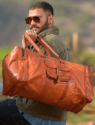 Rugged Leather Duffler Bag (Length-22