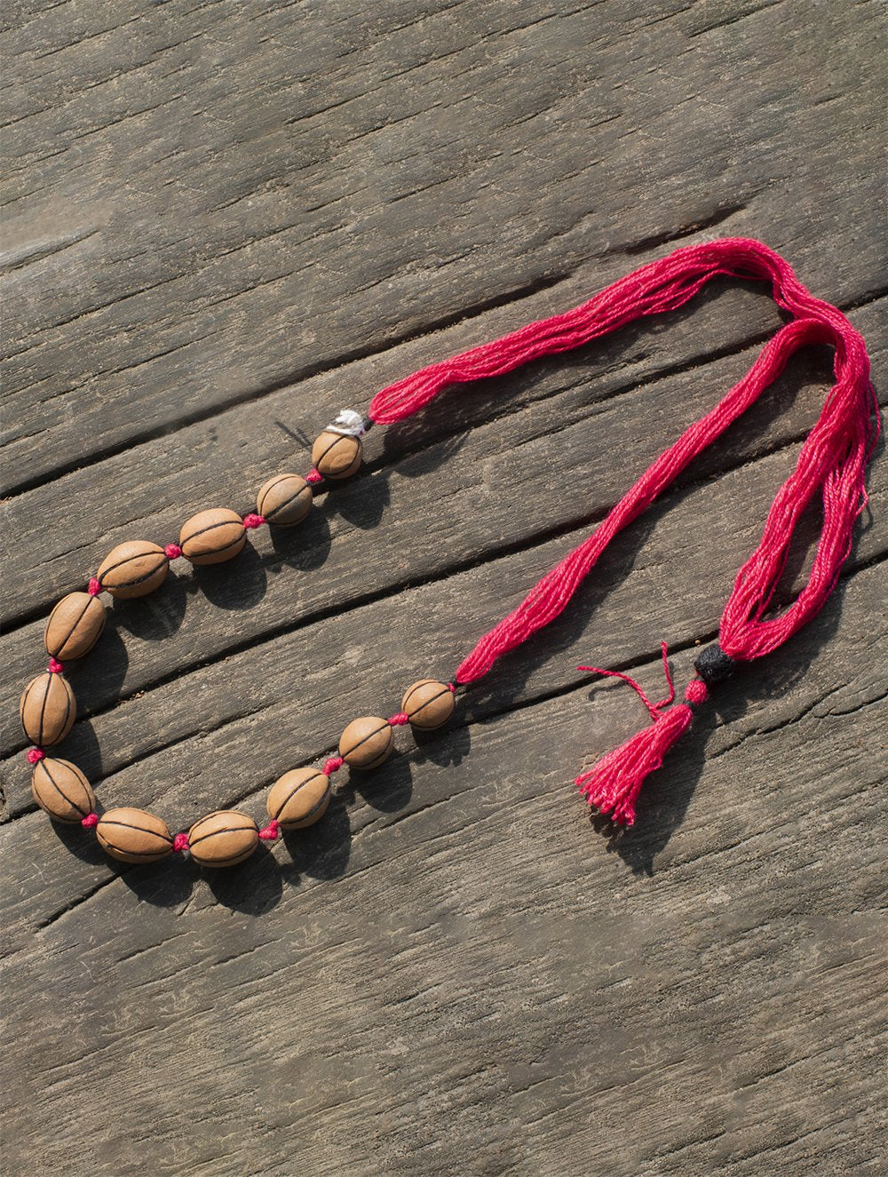 Load image into Gallery viewer, Rustic &amp; Ethnic Hand Engraved Terracotta Neckpiece - Brown Beads String